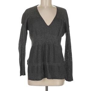 Babaton Aritzia Wool Blend V-Neck Lightweight Knit Sweater Gray Med Minimalist